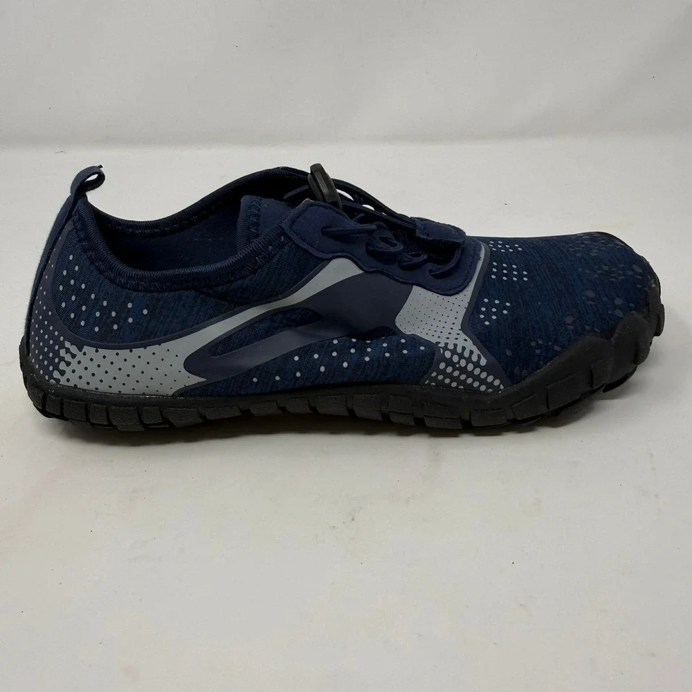 Nortiv8 Kids Water Shoes Navy Blue Grey Aqua Socks Bungee Laces Size 4 Barefoot